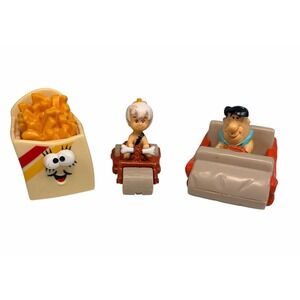 Retro 90s Flintstones Character Fry Toys Fred & Bam Bam Rolling Racers Lot of 3